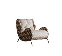 KIBONCY Mid-Century Modern Armchair, Tufted Upholstered Chair for Bedroom Retro Lounge Seat for Living Room Reading Nook(A)