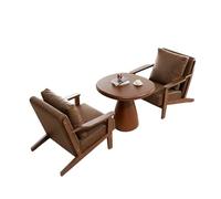 KIBONCY Mid Century Modern Brown Accent Chair Living Room Faux Leather Armchair Lounge with Wood Frame for Room/Office/Reception Area(4)