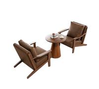 KIBONCY Mid Century Modern Brown Accent Chair Living Room Faux Leather Armchair Lounge with Wood Frame for Room/Office/Reception Area(3)