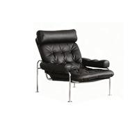 KIBONCY Mid-Century Modern Leather Accent Chair - Stainless Steel Frame Lounge Compact for Living Room(A)
