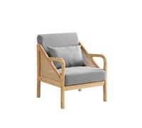 KIBONCY Mid Century Modern Rattan Accent Chair with Solid Wood Frame, Natural &, for Small Spaces(B,130cm)