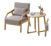 KIBONCY Mid-Century Modern Upholstered Accent Chair, Breathable Linen Armchair with Wooden Legs and Decorative Pillow for Apartment Studio Balcony Room(C)