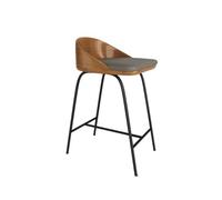 KIBONCY Mid Century Nordic PU Leather Seating Collection, Curved Shell Back Metal Leg Bar Stool,Upholstered Furniture for Home Small Apartment(H)