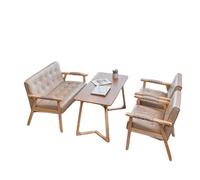 KIBONCY Mid-Century Retro Modern Solid Wood Armrest Accent Chair, Upholstered Comfy Side with Wooden Frame for Living Room Bedroom Reading(E)