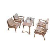 KIBONCY Mid-Century Retro Modern Solid Wood Armrest Accent Chair, Upholstered Comfy Side with Wooden Frame for Living Room Bedroom Reading(B)