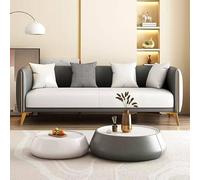 KIBONCY Mid Century Upholstered Accent Sofa, Pet Friendly Waterproof Two Tone Leather Loveseat, Gold Arm Trim Living Room Furniture for Family Office(C,204cm)