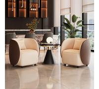 KIBONCY Mid-Century Upholstered Waiting Room Sofa Set, Channel Striped Single Leisure Chairs + 3-Seater Couch + Round Side Table,for Office Rest Area(50cm)