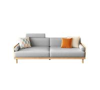 KIBONCY Mid-Century Wooden Frame Sofa, 2-Seater Linen Fabric Couch Modern Oak, Upholstered for Living Room Small Apartments(D,130cm)