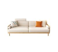 KIBONCY Mid-Century Wooden Frame Sofa, 2-Seater Linen Fabric Couch Modern Oak, Upholstered for Living Room Small Apartments(C,200cm)