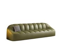 KIBONCY Minimalist Bubble Leather Sofa, 4-Seater Tufted Couch with Decor Pillow for Lounge & Waiting Area ID-Century PU,Multi Colors(B,210cm)