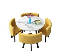 KIBONCY Mix & Match Round Dining Table and 4 Chairs Set, Luxury with Marble-Effect Tabletop,for Apartments,Event Venues(B)