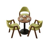 KIBONCY Modern 3-Piece Round Table and Chairs Set,1 3 Furniture, Wooden & Soft Upholstered with for Home/Cafe Decor(C)