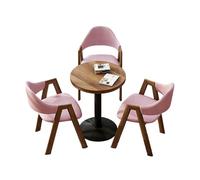 KIBONCY Modern 3-Piece Round Table and Chairs Set,1 3 Furniture, Wooden & Soft Upholstered with for Home/Cafe Decor(H)