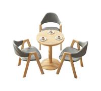 KIBONCY Modern 3-Piece Round Table and Chairs Set,1 3 Furniture, Wooden & Soft Upholstered with for Home/Cafe Decor(A)