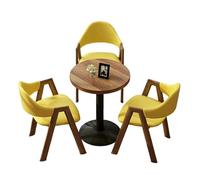 KIBONCY Modern 3-Piece Round Table and Chairs Set,1 3 Furniture, Wooden & Soft Upholstered with for Home/Cafe Decor(F)