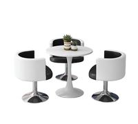 KIBONCY Modern 3-Piece Round Table and Swivel Chair Set, Compact with Chairs, Dining for Small Family Gatherings(C)