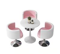 KIBONCY Modern 3-Piece Round Table and Swivel Chair Set, Compact with Chairs, Dining for Small Family Gatherings(J)