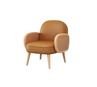 KIBONCY Modern Accent Chair Armchair with Rattan Arms with Small Loveseat Couch Sofa, Solid Wood Frame with Legs(1)