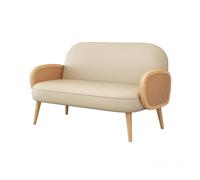 KIBONCY Modern Accent Chair Armchair with Rattan Arms with Small Loveseat Couch Sofa, Solid Wood Frame with Legs(5)