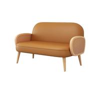 KIBONCY Modern Accent Chair Armchair with Rattan Arms with Small Loveseat Couch Sofa, Solid Wood Frame with Legs(4)