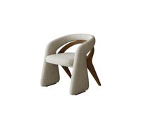 KIBONCY Modern Accent Chair, Linen-Feel Upholstered Armchair with Curved Wooden Back,Linen for Living Room, Reading(A)