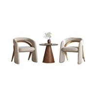 KIBONCY Modern Accent Chair, Linen-Feel Upholstered Armchair with Curved Wooden Back,Linen for Living Room, Reading(C)