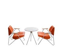 KIBONCY Modern Accent Chair with Arms for Living Room,raditional Style Metal Table and Chairs with Faux Leather Upholstery,Indoor/Outdoor Patio Cafe Seating(4)