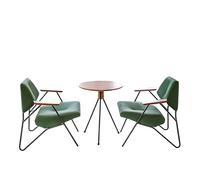 KIBONCY Modern Accent Chair with Arms for Living Room,raditional Style Metal Table and Chairs with Faux Leather Upholstery,Indoor/Outdoor Patio Cafe Seating(1)