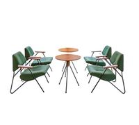 KIBONCY Modern Accent Chair with Arms for Living Room,raditional Style Metal Table and Chairs with Faux Leather Upholstery,Indoor/Outdoor Patio Cafe Seating(3)