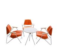 KIBONCY Modern Accent Chair with Arms for Living Room,raditional Style Metal Table and Chairs with Faux Leather Upholstery,Indoor/Outdoor Patio Cafe Seating(5)