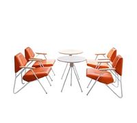 KIBONCY Modern Accent Chair with Arms for Living Room,raditional Style Metal Table and Chairs with Faux Leather Upholstery,Indoor/Outdoor Patio Cafe Seating(6)