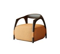 KIBONCY Modern Accent Chair with Curved Wood Frame, Small Space,Fabric Single Sofa with Black for Living Room(B)