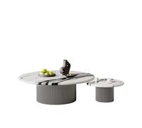KIBONCY Modern Artificial Marble Round Dining Table Nesting Coffee Set of 2, Tables for Living Room(3)