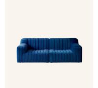 KIBONCY Modern Blue Velvet Couch for Living Room, Tufted Curved Set Oversized 3-Seater Loveseat Comfy for and Apartment(220x103x77cm)
