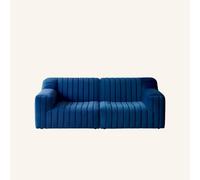 KIBONCY Modern Blue Velvet Couch for Living Room, Tufted Curved Set Oversized 3-Seater Loveseat Comfy for and Apartment(180x103x77cm)