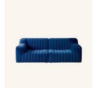 KIBONCY Modern Blue Velvet Couch for Living Room, Tufted Curved Set Oversized 3-Seater Loveseat Comfy for and Apartment(240x103x77cm)