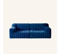 KIBONCY Modern Blue Velvet Couch for Living Room, Tufted Curved Set Oversized 3-Seater Loveseat Comfy for and Apartment(260x103x77cm)