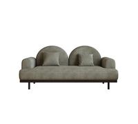 KIBONCY Modern Boucle Sofa with Double Round Back, Faux Suede 3-Seater Couch with Metal Base Upholstered with Pillows for Living Room(C,140x80x92cm)