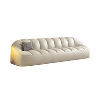 KIBONCY Modern Bubble Leather Sofa, 4-Seater Upholstered Couch with Grid Pillow for Living Room, Apartment & Office, Orange/Black/Beige(B,150cm)