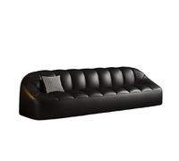 KIBONCY Modern Bubble Leather Sofa, 4-Seater Upholstered Couch with Grid Pillow for Living Room, Apartment & Office, Orange/Black/Beige(A,150cm)
