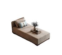 KIBONCY Modern Chaise Lounge Indoor, Linen Fabric Sleeper Sofa Bed with Solid Wood Frame, Single Couch with Decorative Pillows for Living Room Bedroom(E,150x70x68cm)