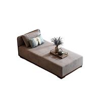 KIBONCY Modern Chaise Lounge Indoor, Linen Fabric Sleeper Sofa Bed with Solid Wood Frame, Single Couch with Decorative Pillows for Living Room Bedroom(F,150x80x68cm)