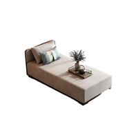 KIBONCY Modern Chaise Lounge Indoor, Linen Fabric Sleeper Sofa Bed with Solid Wood Frame, Single Couch with Decorative Pillows for Living Room Bedroom(C,150x60x68cm)