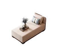 KIBONCY Modern Chaise Lounge Indoor, Linen Fabric Sleeper Sofa Bed with Solid Wood Frame, Single Couch with Decorative Pillows for Living Room Bedroom(B,150x80x68cm)