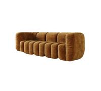 KIBONCY Modern Channel Tufted Boucle Sofa, Mid-Century Lounge Chair, Curved Upholstered Couch for Living Room, Apartment, Hotel Lobby(A,150cm)