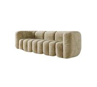 KIBONCY Modern Channel Tufted Boucle Sofa, Mid-Century Lounge Chair, Curved Upholstered Couch for Living Room, Apartment, Hotel Lobby(B,250cm)