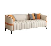 KIBONCY Modern Channel Tufted Faux Leather Loveseat Sofa, Upholstered Couch, Sturdy Metal Leg Small Space Living Room Furniture for Apartment Office(C,205cm)