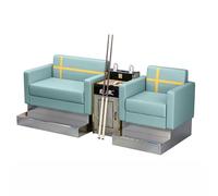 KIBONCY Modern Cross Stitched Billiard Viewing Sofa, Heavy Duty Commercial Pool Hall Lounge Chair PU Upholstered Waiting Seat for Center(A)
