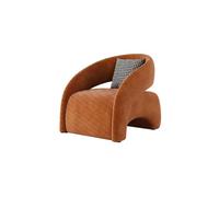 KIBONCY Modern Curved Accent Chair, Lounge with Pillow Velvet Upholstered Armchair Design,for Living Room(A)