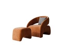 KIBONCY Modern Curved Accent Chair, Lounge with Pillow Velvet Upholstered Armchair Design,for Living Room(F)